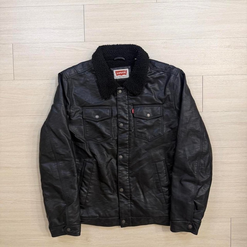 Levi's Faux Leather Sherpa Lined Zip Up Jacket Mens Size Large